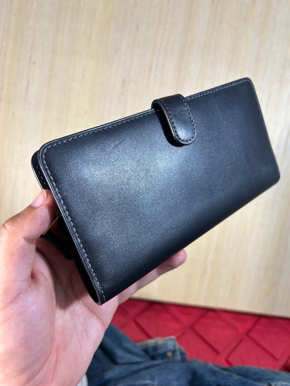 Coach Smooth Skinny Snap-Tab Closure Leather Wallet - Picture 7 of 8